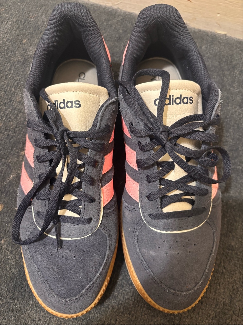 adidas Suede Sneakers in Navy and Pink with Cream Accents